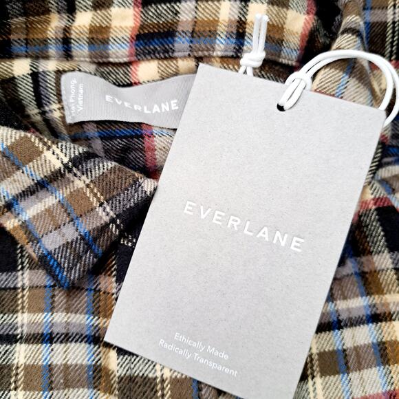 Everlane Boxy Plaid Flannel Soft Button Up Shirt - Sz XS - Picture 6 of 9